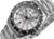 Montre homme en acier avec cadran noir, détails GMT rouges, index luminescents et guichet date