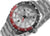 Bracelet de montre pour homme avec cadran blanc, lunette rouge et guichet dateur