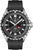 Herrenuhr mit schwarzem Zifferblatt, rotem GMT-Zeiger und schwarzem Kautschukband
