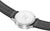 Fond de montre pour homme avec bracelet en cuir noir, boîtier argenté et fond vissé