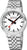 Montre pour homme avec cadran blanc, index noirs et trotteuse rouge, bracelet en acier inoxydable