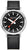 Montre Mondaine Stop2Go avec cadran noir, index blanc et bracelet en cuir noir