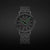Montre Mondaine pour homme avec boîtier et bracelet foncés, cadran blanc avec accents verts