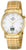 Master Time Herrenuhr mit goldfarbenem Edelstahlband, weißem Zifferblatt und Digitalanzeige