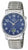 Montre bracelet pour homme avec cadran bleu et bracelet en métal argenté, grands chiffres