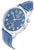 Montre homme avec cadran bleu, boîtier argenté et bracelet en cuir bleu