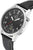 Bracelet de montre pour homme avec cadran noir, bracelet en cuir noir et boîtier argenté