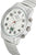 Montre radio-pilotée argentée avec cadran blanc, aiguille des secondes rouge et guichet date