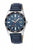 Bracelet de montre pour homme avec cadran bleu, boîtier argenté et bracelet en cuir bleu foncé