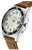 Bracelet de montre pour homme avec boîtier argenté, bracelet en cuir marron et cadran vert