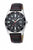 Montre Master Time pour homme avec cadran noir, boîtier en acier inoxydable et bracelet en cuir