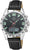 Herrenuhr mit schwarzem Lederarmband, schwarzem Zifferblatt mit grünen Akzenten