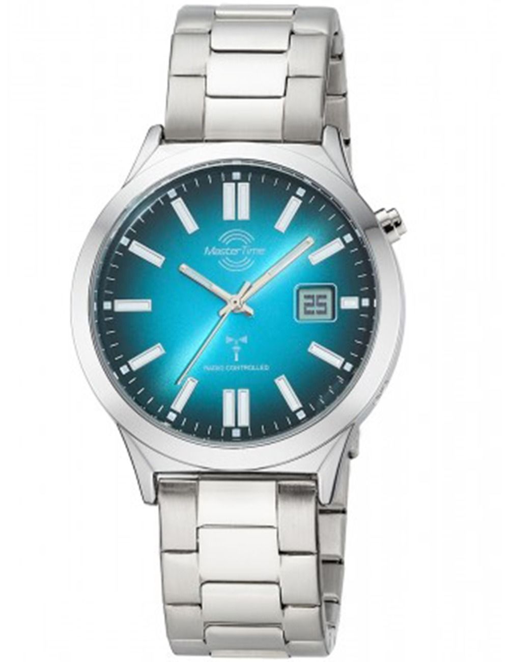 MasterTime Herren-Armbanduhr mit türkisfarbenem Zifferblatt und Metallarmband