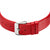 Rotes Lederarmband mit silberner Dornschließe und Metallbügel