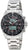 Herrenarmbanduhr mit Edelstahlarmband und schwarzem Zifferblatt, digitale Anzeige, rote Akzente