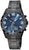 Bracelet de montre pour homme avec cadran bleu, lunette noire et affichage de la date