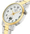 Bracelet de montre pour homme avec cadran blanc, aiguilles dorées et guichet date, sur le côté