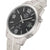 Montre homme avec cadran noir, lunette argentée et bracelet en métal