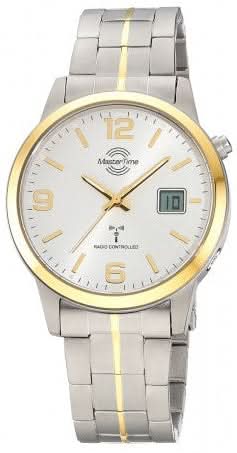 Montre homme avec cadran blanc et accents dorés, bracelet en titane, date