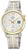 Montre homme avec cadran blanc et accents dorés, bracelet en titane, date