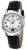 Master Time Damenuhr mit schwarzem Lederband, silbernem Rundgehäuse und Analogziffern
