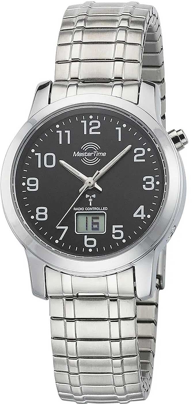 Montre pour femme avec bracelet en métal argenté et cadran noir