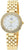 Montre pour femme avec bracelet en métal doré et lunette scintillante, cadran blanc