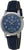 Montre pour femme avec cadran bleu foncé, boîtier en acier inoxydable et bracelet en cuir bleu