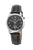 Damen-Armbanduhr mit schwarzem Lederarmband, schwarzem Zifferblatt und Datumsanzeige