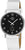Montre pour femme avec bracelet en cuir blanc, cadran noir, symbole radio et affichage numérique