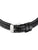 Schwarzes Lederarmband mit silberner Dornschließe und weißer Ziernaht
