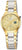 Montre pour femme avec bracelet métallique bicolore, cadran doré et affichage numérique