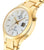 Montre pour femme avec boîtier doré, cadran blanc et affichage LCD rectangulaire