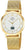 Montre pour femme avec bracelet en métal doré et cadran rond, affichage
