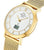 Montre pour femme avec boîtier en métal doré, cadran blanc et affichage numérique