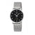Damen-Armbanduhr mit silbernem Metallarmband, schwarzem Zifferblatt und Analog-Digitalanzeige