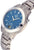 Montre pour femme avec boîtier rond en titane, cadran bleu, affichage numérique et bracelet en métal