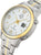 Montre pour femme avec cadran rond blanc, accents dorés et affichage radio-piloté