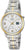 Montre pour femme avec bracelet bicolore en titane, cadran blanc et affichage numérique à 6 heures