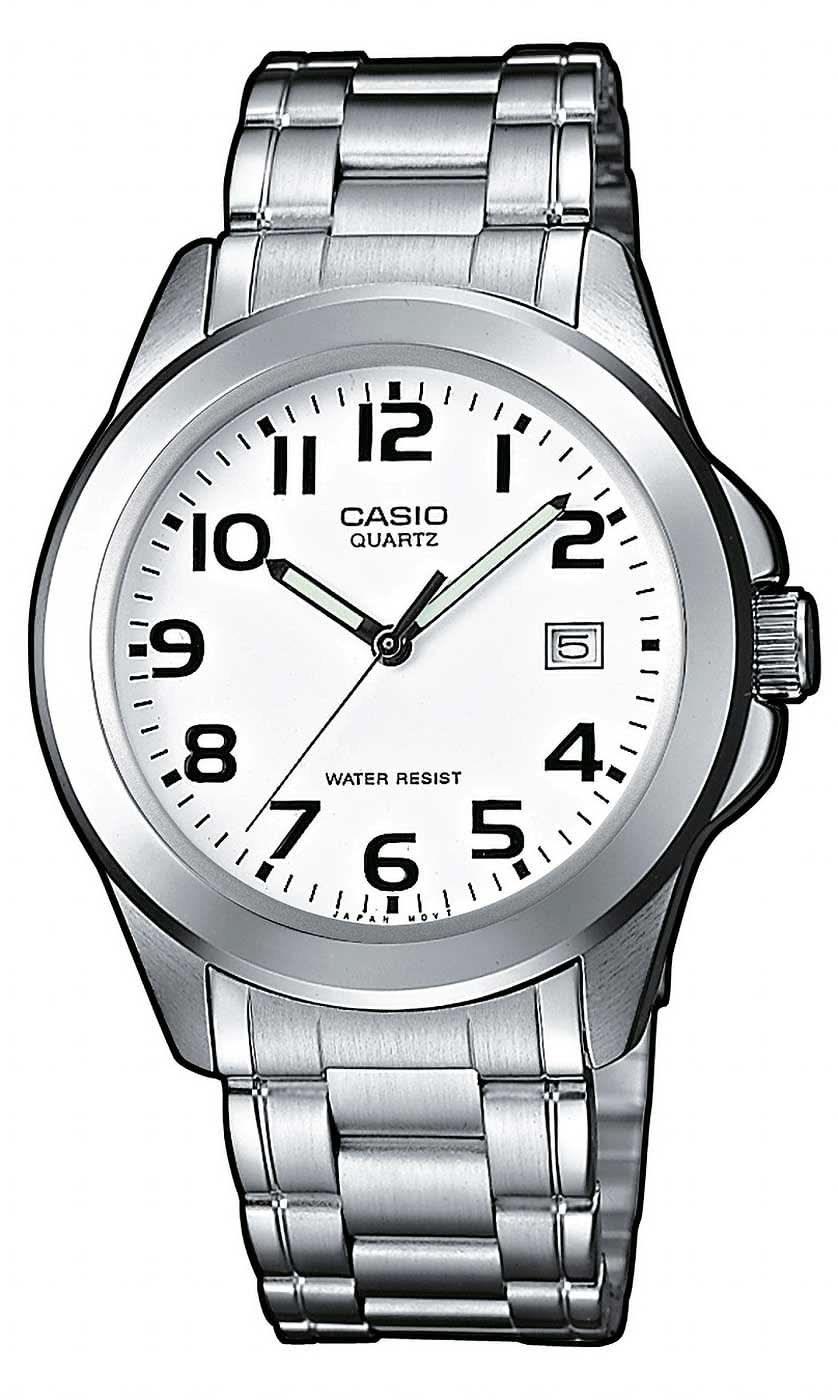 Montre homme avec bracelet en acier inoxydable, cadran argenté, affichage analogique et guichet date