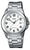 Montre homme avec bracelet en acier inoxydable, cadran argenté, affichage analogique et guichet date