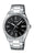 Montre Casio pour homme avec cadran noir et bracelet en métal argenté, analogique