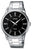Montre Casio pour homme avec bracelet en acier inoxydable, cadran noir et affichage analogique