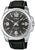 Bracelet de montre pour homme en cuir noir, boîtier argenté et cadran noir par Casio