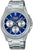 Montre Casio pour homme avec cadran bleu, bracelet en acier inoxydable et sous-cadrans chronographes