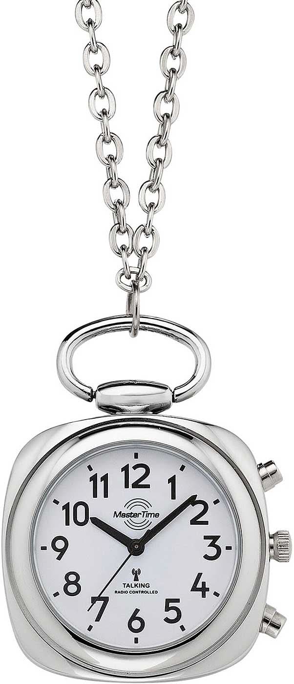 Master Time Damenuhr am Kettenanhänger, silberfarbenes Zifferblatt mit Uhrkette