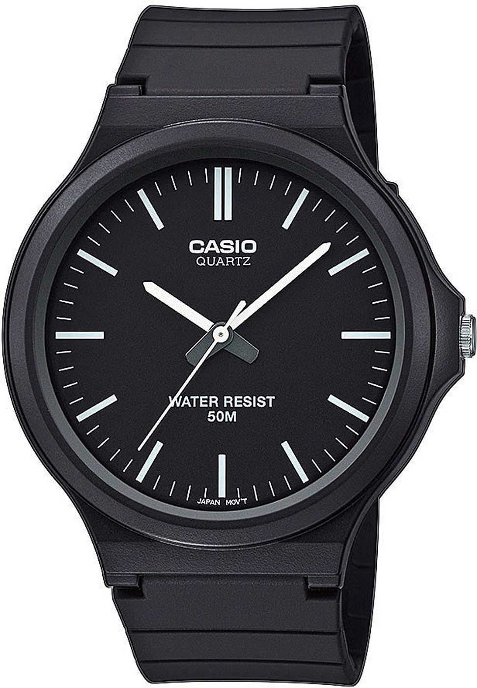 Montre pour homme : cadran noir, bracelet noir, logo Casio, Water Resist 50M