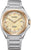 Herrenarmbanduhr mit silbernem Edelstahlband und beigem Zifferblatt, Datumsfenster bei 7