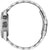 Herrenarmbanduhr, silbernes Edelstahlband, Seitenansicht mit Krone und Drückern