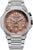 Herrenarmbanduhr, silbernes Edelstahlband, roségoldfarbenes Zifferblatt mit Datum